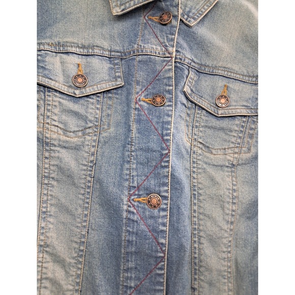 Coldwater Creek Denim Jean Jacket Women's Small Blue Button Up Embroidered Boho - Picture 7 of 12